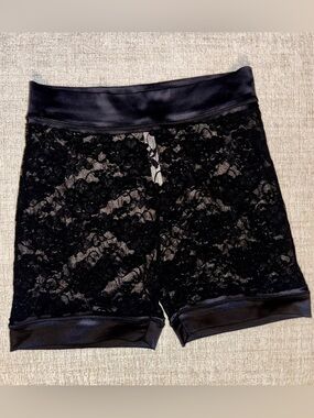 Free People Intimately Black Lace Shorts Small Sheet Floral Festival Lounge Goth
